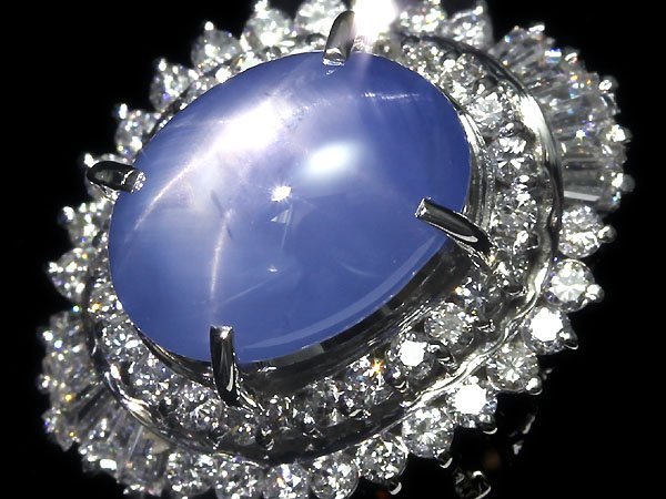 UR8523ST【売り切り】新品【RK宝石】≪Star Sapphire≫ 極上非加熱スターサファイア 大粒4.541ct! 極上ダイヤモンド Pt900 高級リング