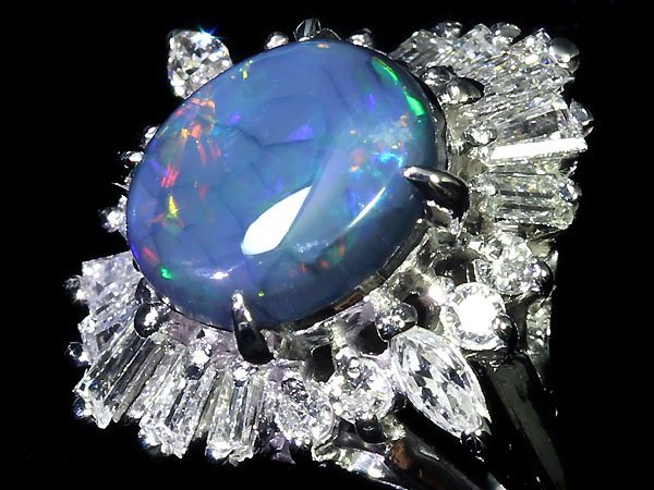 KL9797SS【1円~】新品【RK宝石】≪opal≫ 神秘の宝石!! 天然ブラックオパール 大粒1.00ct 極上ダイヤモンド Pt900 高級リング ダイヤレディースアクセサリー