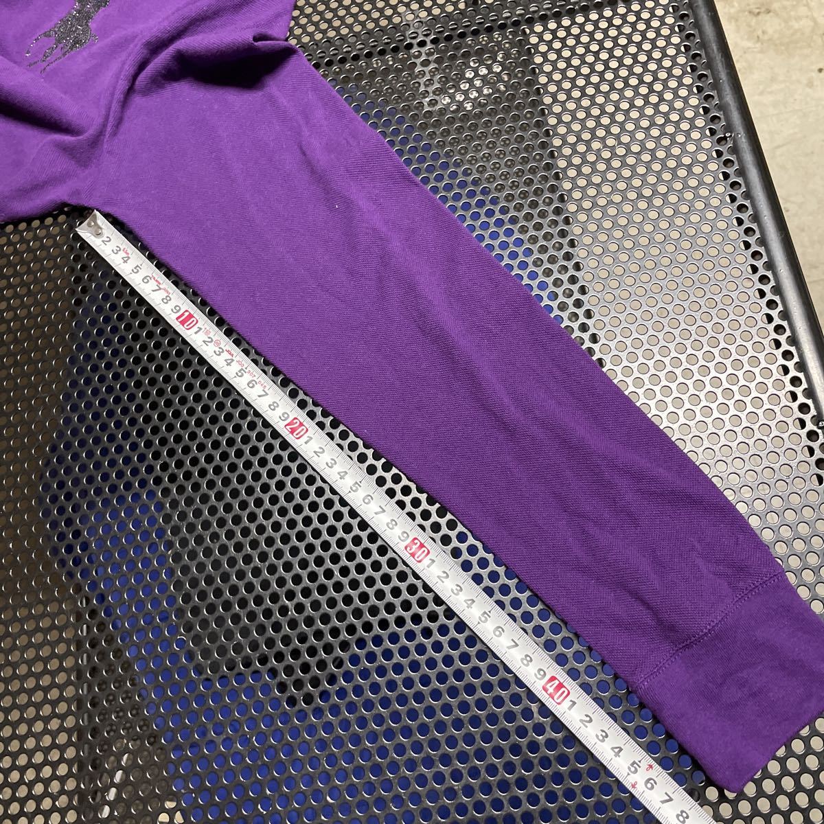 ラルフローレン ラインストーン Ralph Lauren 長袖 ポロシャツ 紫 パープル XLサイズ_画像8