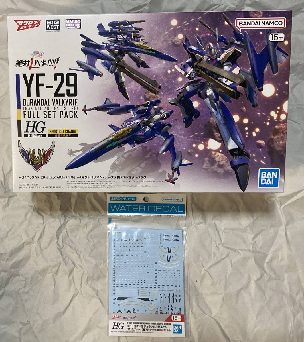 1/100 HG YF-29 Durandal Valkyrie (Maximilian Genas Machine) Полный комплект и выделенный переход с водой.