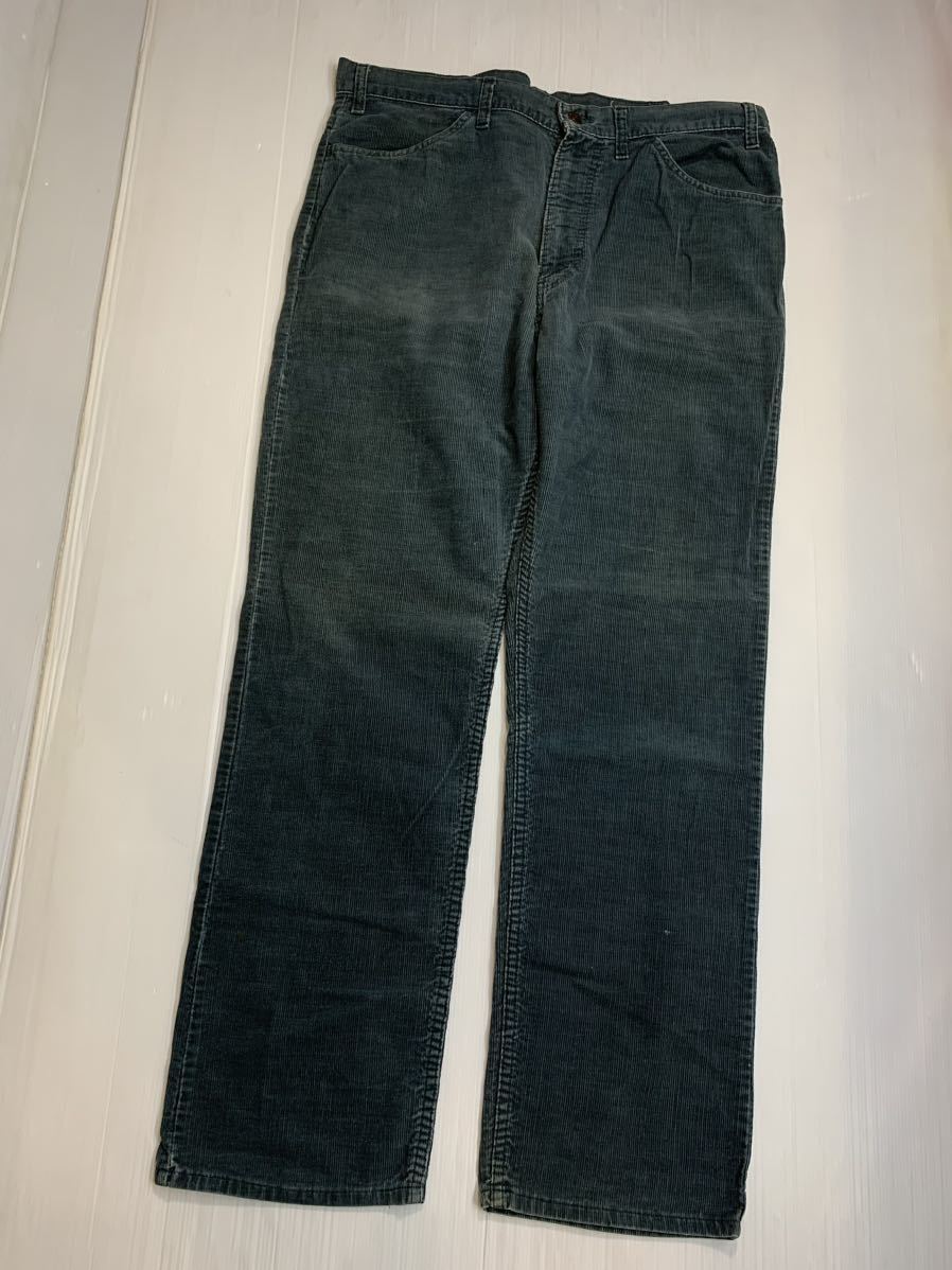 70's ヴィンテージ Levi's リーバイス　519 42TALON タロン　テーパード コーデュロイパンツ　青緑？　W38 L32 約96cm 1979 ボタン裏3刻印_画像3