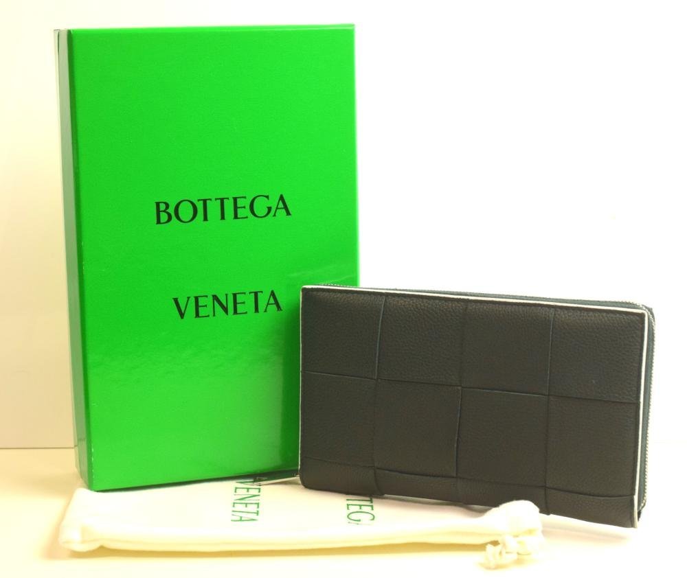 ICH【中古品】 BOTTEGA VENETA ボッテガヴェネタ 長財布 マキシイントレチャート レザー グリーン系 〈206-231002-ss14-ICH〉_画像1