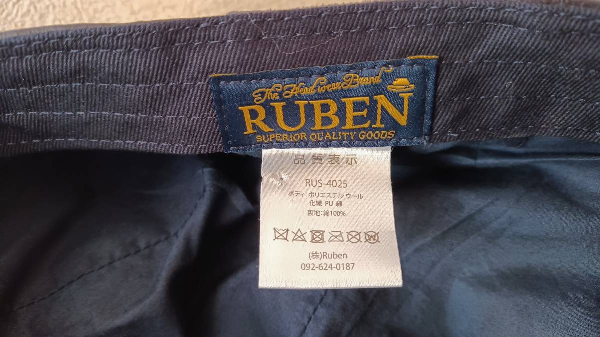 Ruben ルーベン・黒×ブルーグレー・フェイクスエードの切替ハンチング・少々訳あり・送料無料・11051_画像9