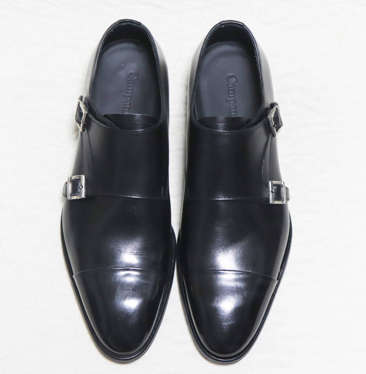 56,100円新品箱付き【Campanile カンパニーレ】ナポリ3大革靴 ダブルモンク ドレスシューズ 黒 UK7.5(26) v3759