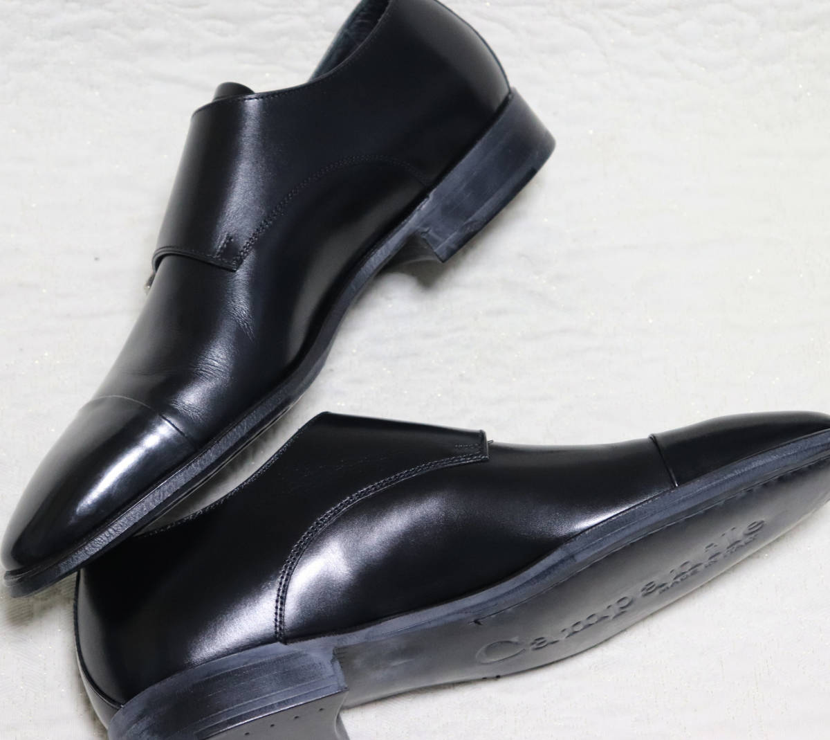 56,100円新品箱付き【Campanile カンパニーレ】ナポリ3大革靴 ダブルモンク ドレスシューズ 黒 UK7.5(26) v3759