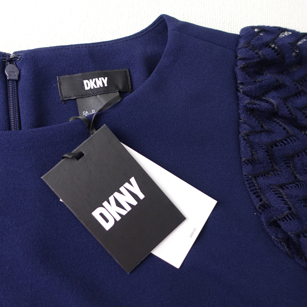 新品 DKNY 8/13号 ダナキャラン 紺 刺繍 ワンピース パーティドレス 半袖 結婚式 二次会 披露宴 フォーマル お呼ばれ 発表会 輝50X2413_画像7