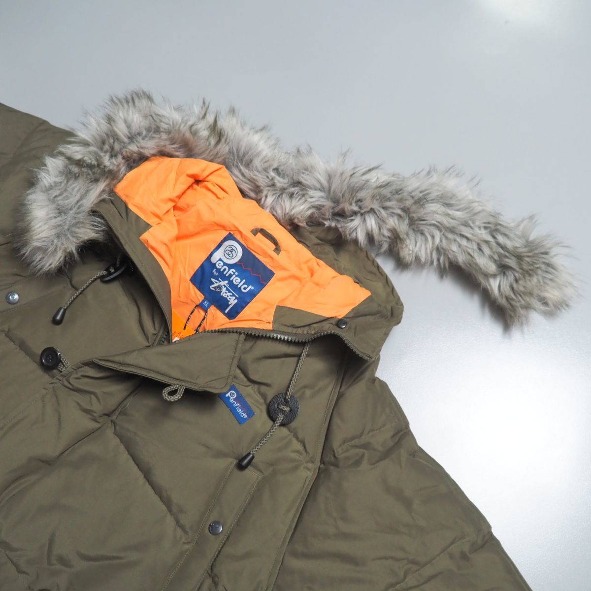 TF7978：未使用*Penfield/ペンフィールド × STUSSY/ステューシー*メンズ*N-3B*ダウンパーカー*60/40クロス*ダウンジャケット*XL*オリーブ_画像4