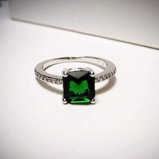  new goods 10 number AAA+ CZ emerald ring square silver high quality diamond ring . approximately ring present emerald free shipping 