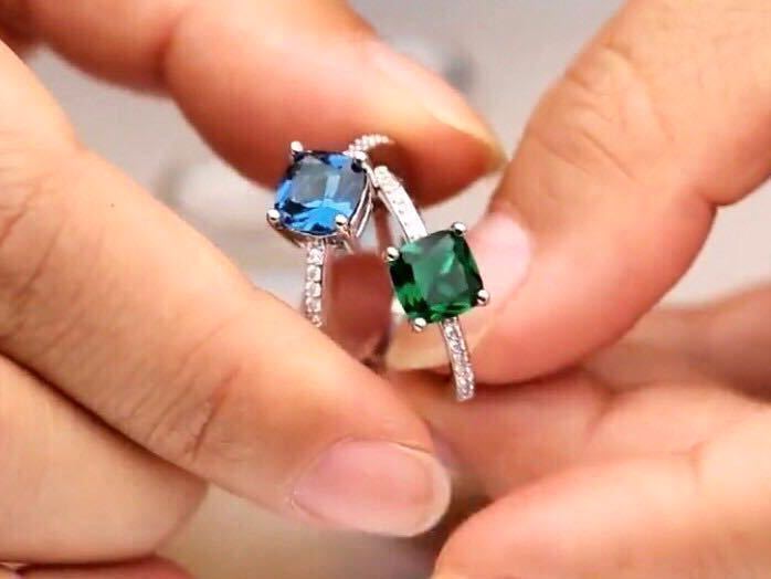 new goods 11 number AAA+ CZ emerald ring square silver high quality diamond ring . approximately ring present emerald free shipping 