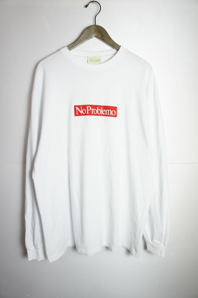 美品 ARIESアリーズ 長袖 Tシャツ カットソー ロンT NO PROBLEMO LS TEE STAR60023 XL白1012N_画像1