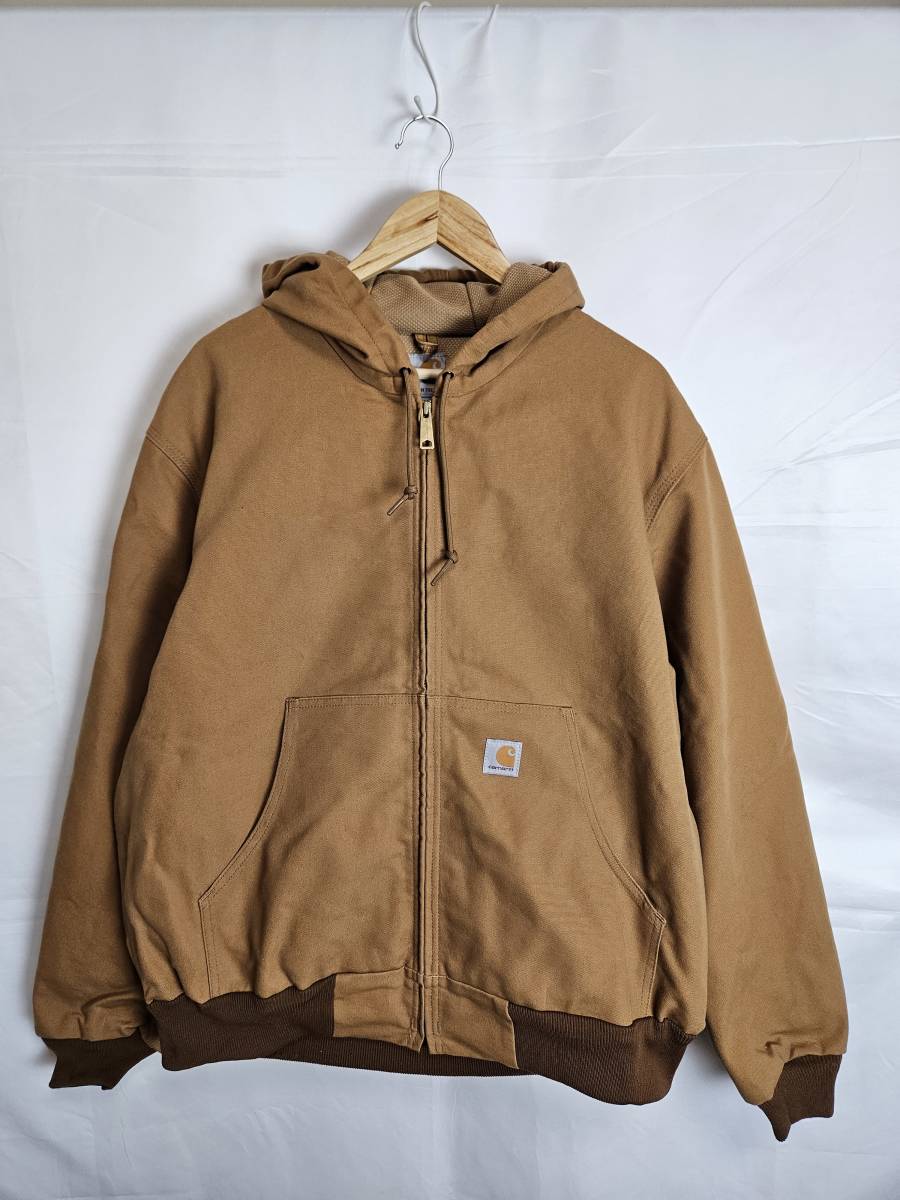 Carhartt/カーハート/アクティブジャケット/ACTIVE JACKET/アクティブパーカー/ブルゾン/L/USA製/ブラウン/裏地サーマル/ダック地/古着/895_画像1