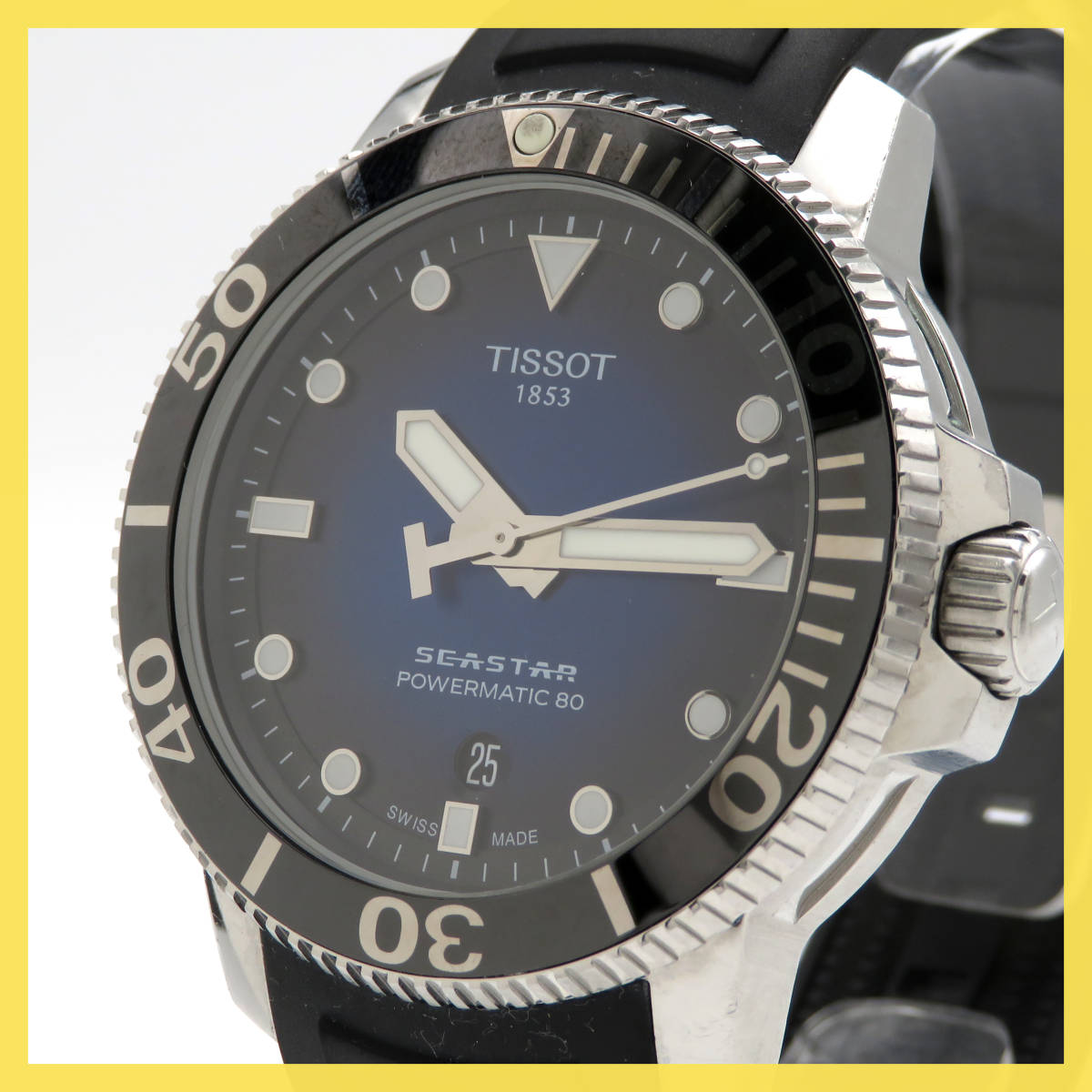 1円■TISSOT■ティソ■SEASTAR■シースター1000■T120407A■メンズ腕時計■ブルーグラデーション■自動巻き■回転ベゼル■裏スケ■中古■_画像1