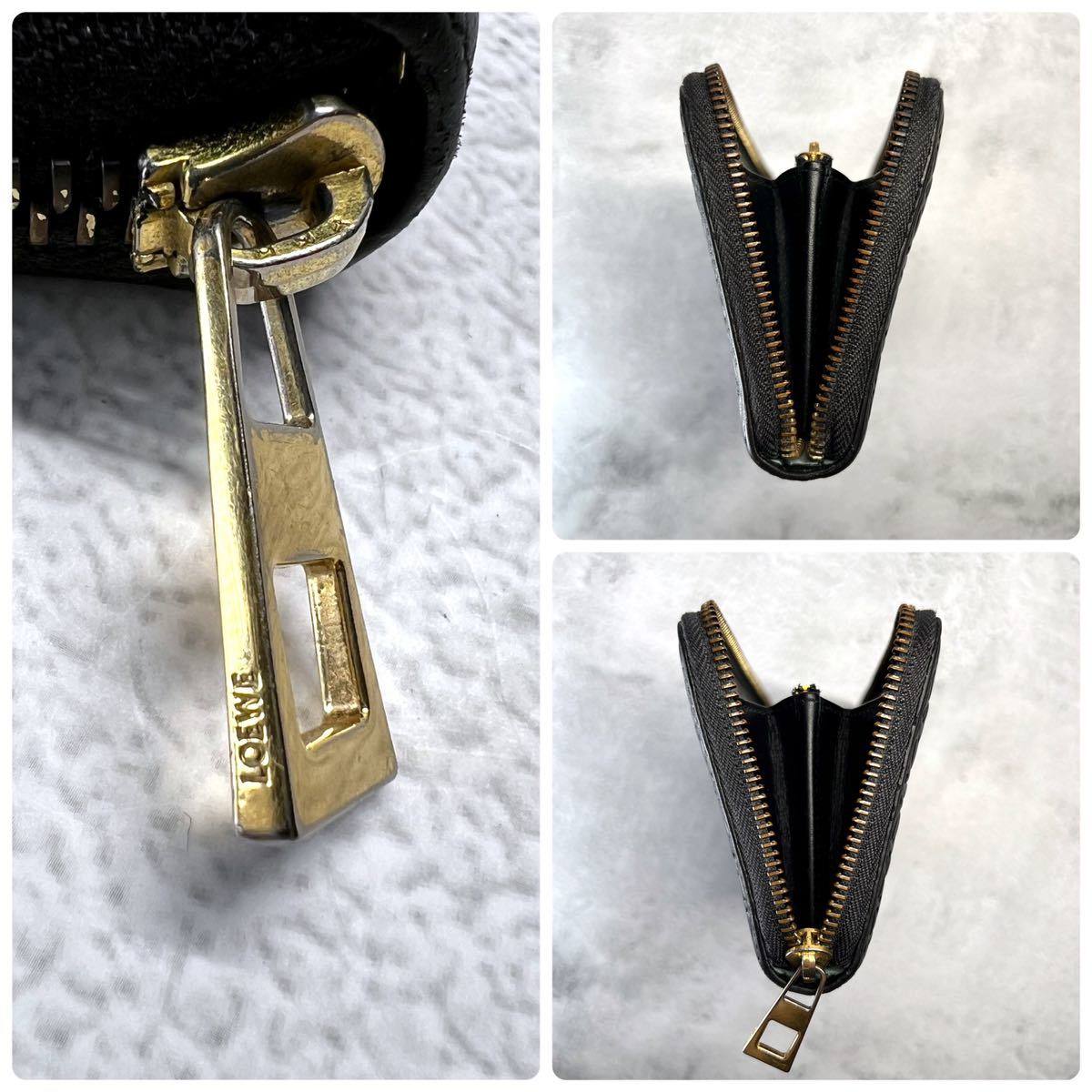 美品】ロエベ LOEWE リピート アナグラム 長財布 ラウンド 美品】ロエベ LOEWE リピート アナグラム 長財布 ラウンド