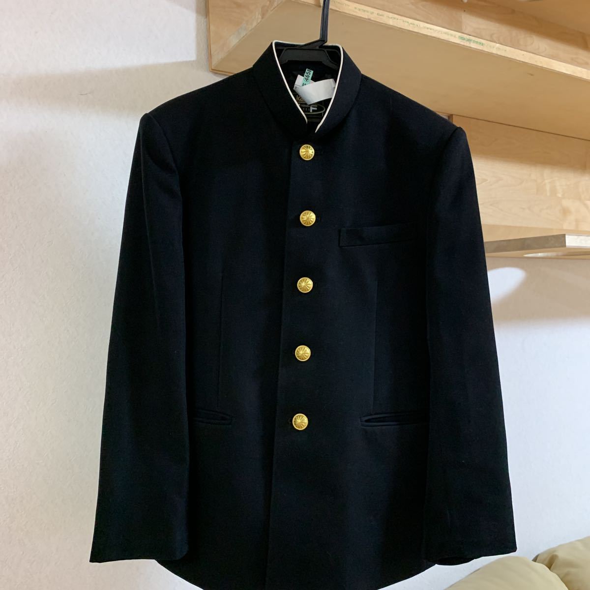 学生服 学ラン 160A 男子 Kanko SHOULDER FREEカンコーショルダーフリー上着 標準型学生服 黒 中古_画像1