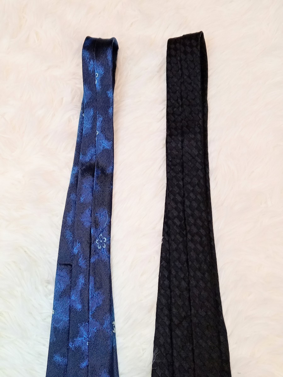 【美品】KENZO HOMME ケンゾー ネクタイ 2本セット 花柄 シルク 青 黒 BLUE BLACK 総柄 中古 _画像8