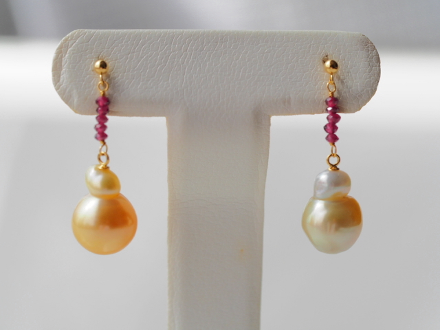 K18 White Butterfly pearl earrings 