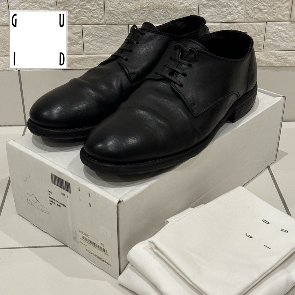 美品 GUIDI グイディ 992 クラシック ダービー シューズ 992 Classic Derby Horse Full Grain ブラック 黒色 45 30cm 革靴 スニーカー