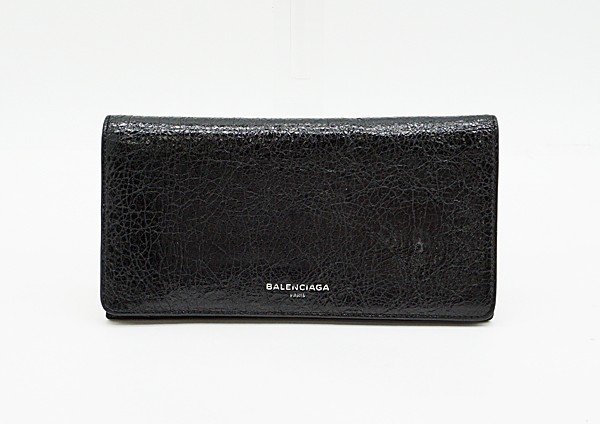 ◇【BALENCIAGA バレンシアガ】2つ折り長財布 542008 ブラック_画像1