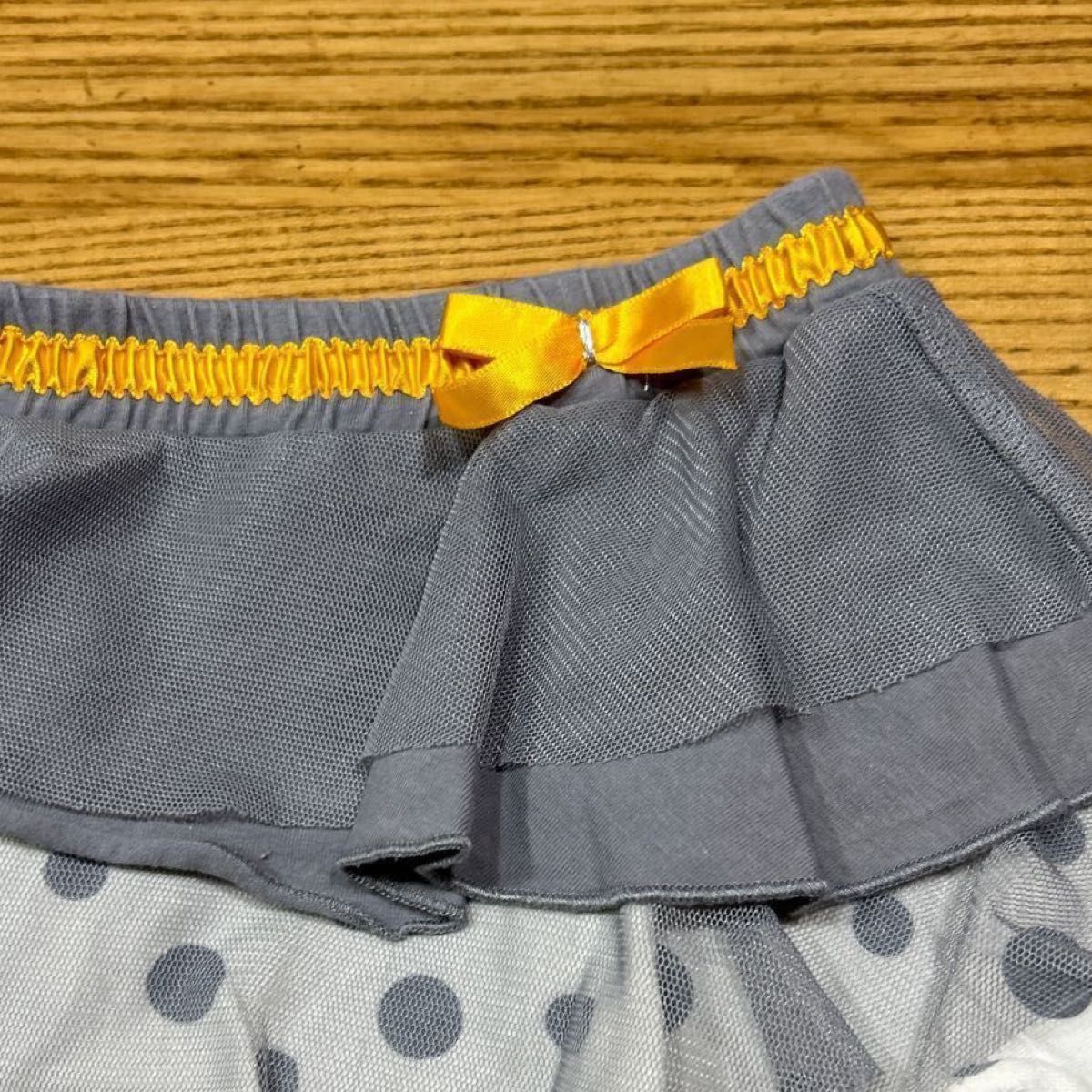【petit lem】(USED)海外ブランド ドット柄3段フリルスカート ティアードスカート 3(約100cm)