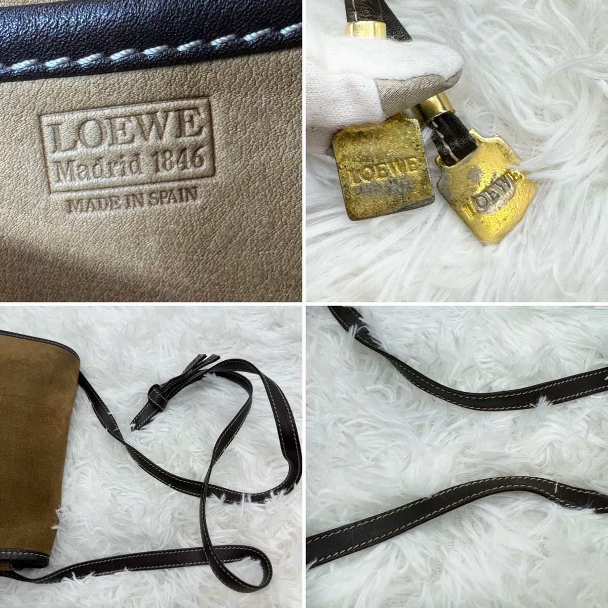 美品！LOEWE ロエベ　ショルダーバッグ　アナグラム　スエード×レザー　ななめがけ