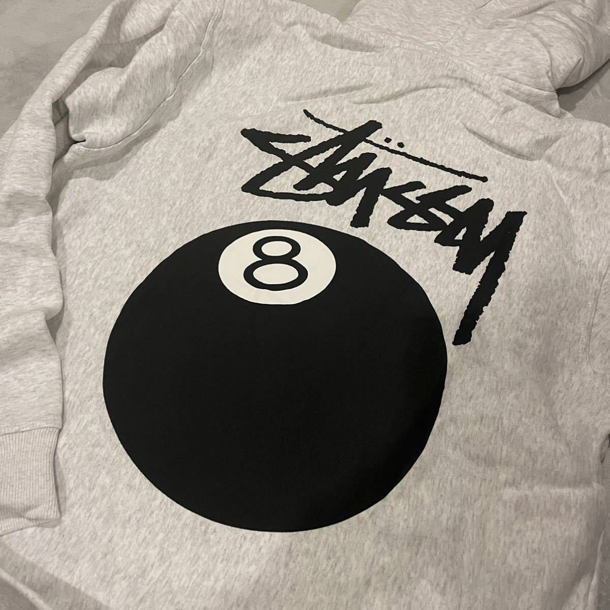 送料無料【新品】STUSSY ステューシー 8BALL ジップ パーカー グレー