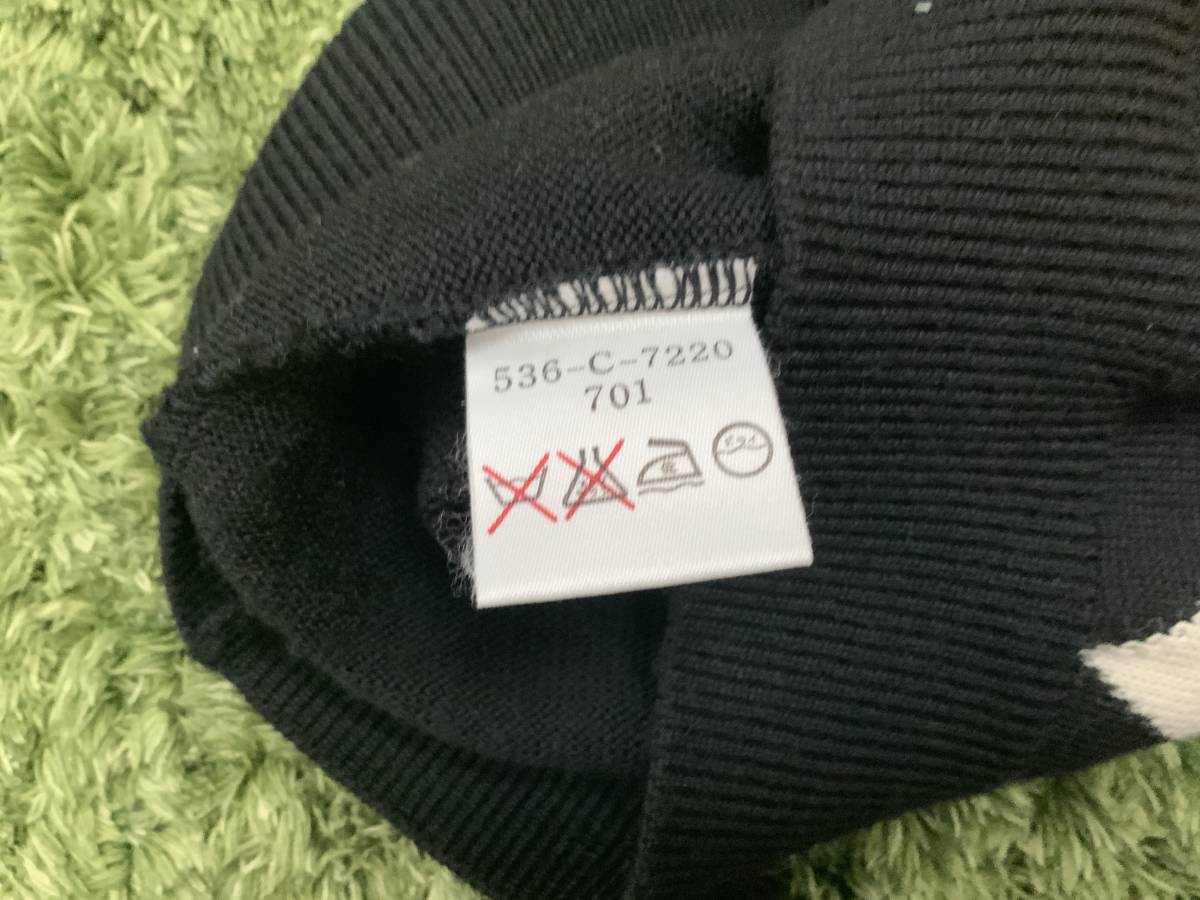 希少！ 美品！ KENZO GOLF ケンゾー ゴルフ クルーネック ニット セーター メンズ サイズ1(S~M相当) チェック ロゴ刺繍 ヴィンテージ
