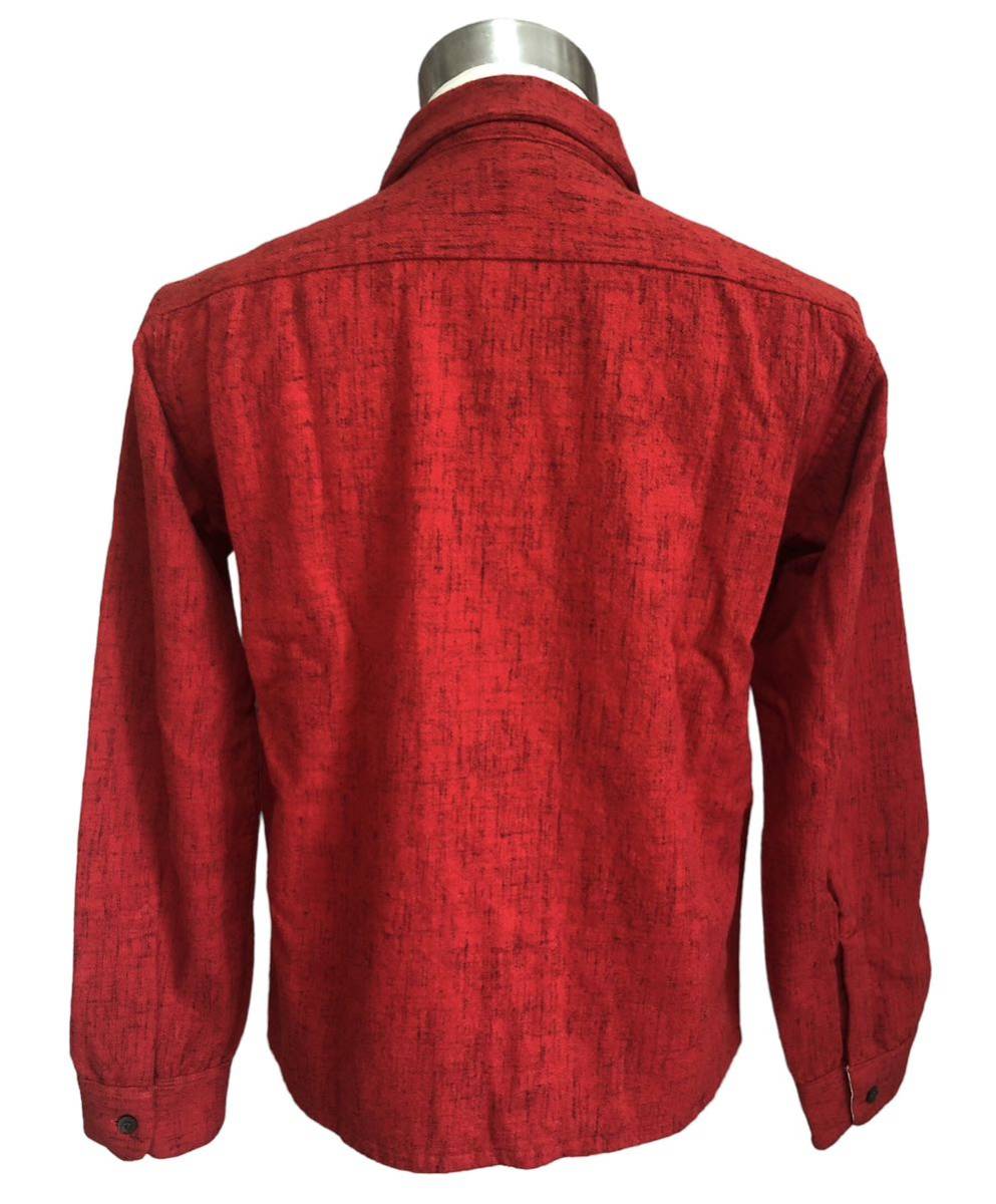 送料込み、即決　TENDERLOIN T-WOOL SHT テンダーロイン ウールシャツ かすり柄 ネップ 赤 サイズS_画像4