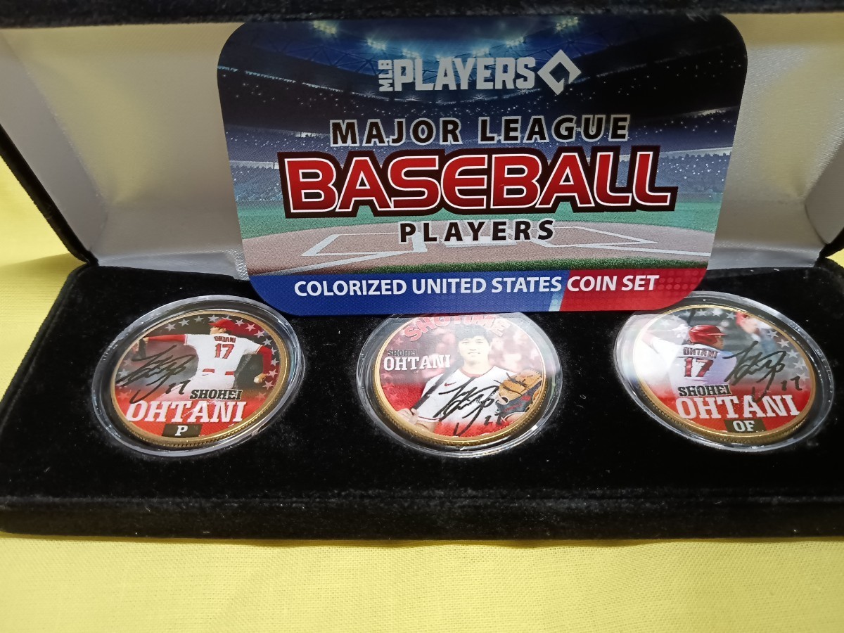 大谷翔平　本物米ドル　1/2ドルコインSHOHEI OHTANI Shotime MLB Officially Licensed 24K Gold Plated Half Dollar 3 Coin Set in Case_画像2