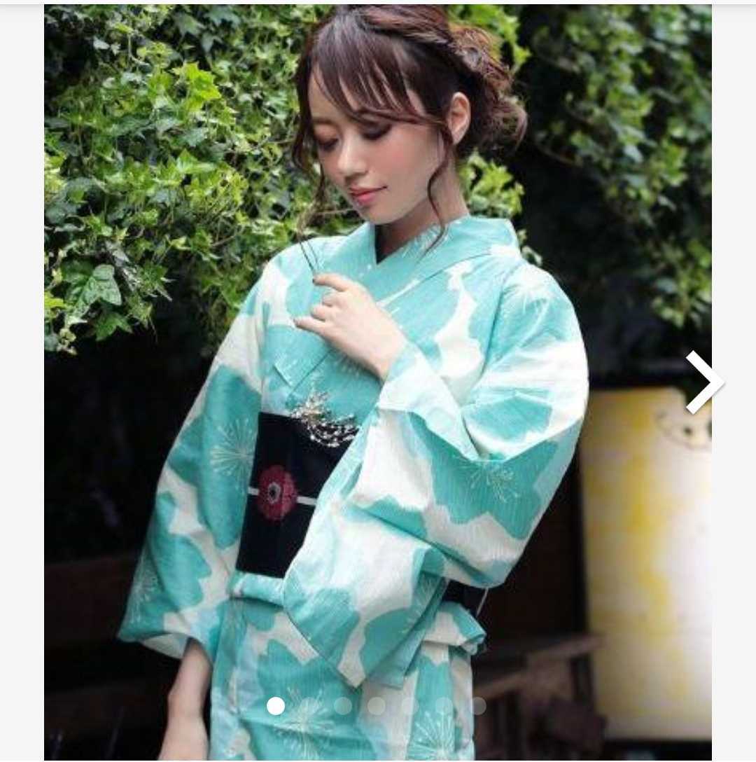 ◆大人浴衣■清楚な薄緑桜と生成地の高級綿麻ゆかた■新品未使用　呉服店購入