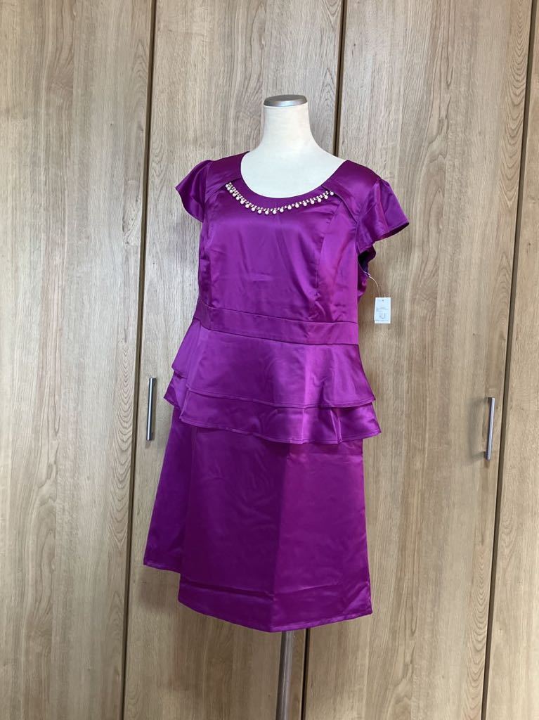 [ large size new goods ]Synchronicity* purple simple . dress ( Kirakira decoration & shawl attaching ) formal * size 17ABR(LL about ) * including postage 