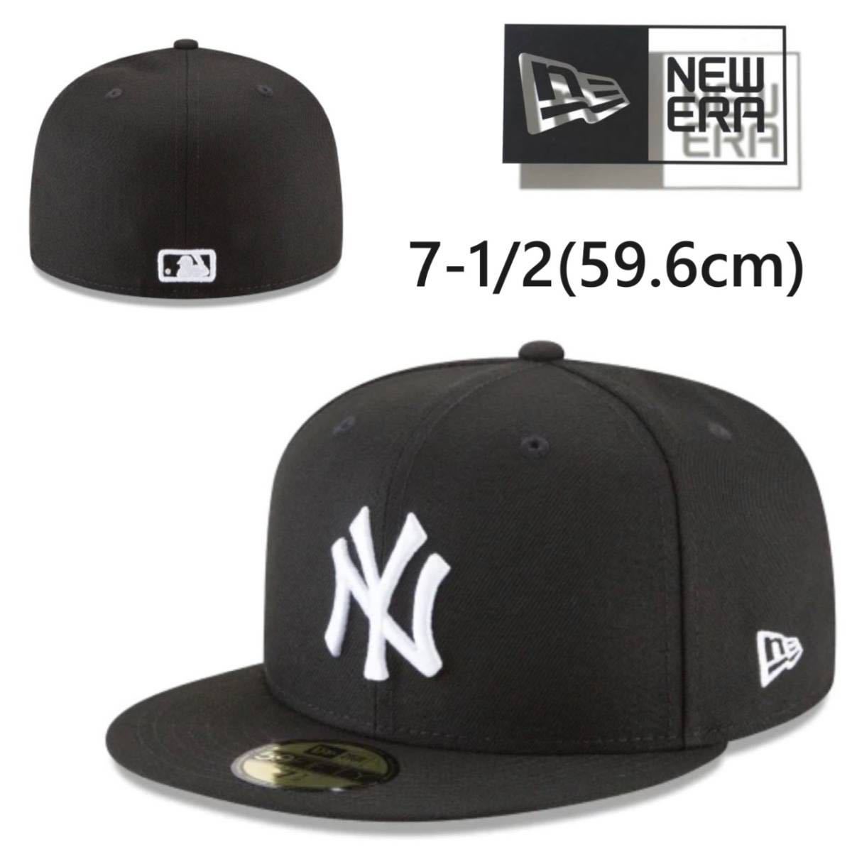 ☆正規品新品☆NEWERA 59FIFTY ニューエラ キャップ 帽子 野球帽 5950シリーズ ヤンキース ブラック×ホワイト 59.6cm ユニセックス