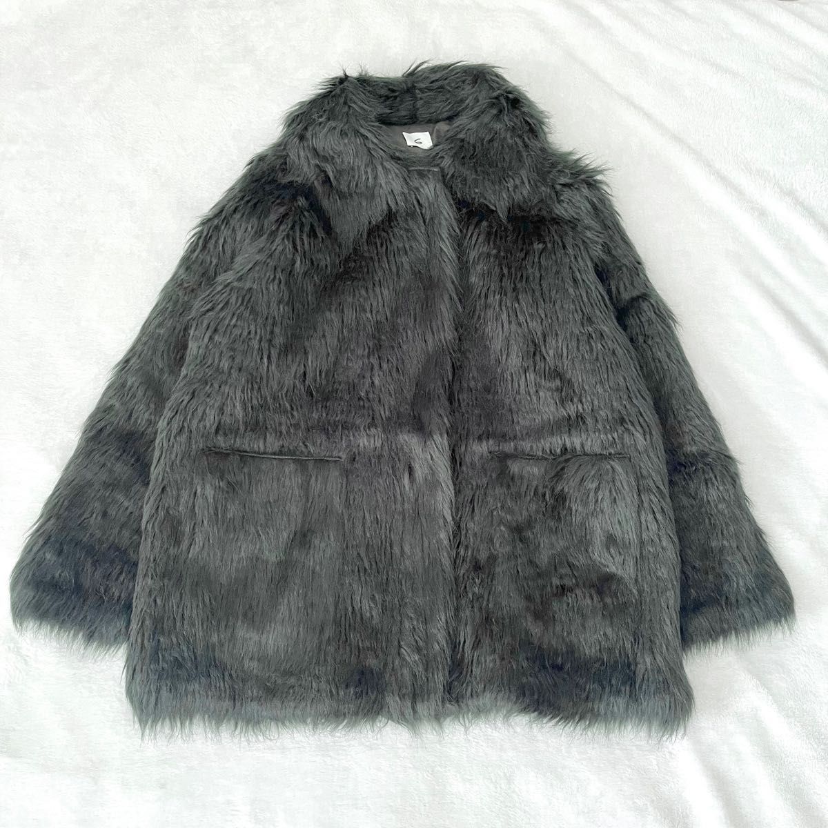 6 ROKU FAKE FUR COAT ロク　フェイクファーコート　グリーン　緑　ミドル　36 S