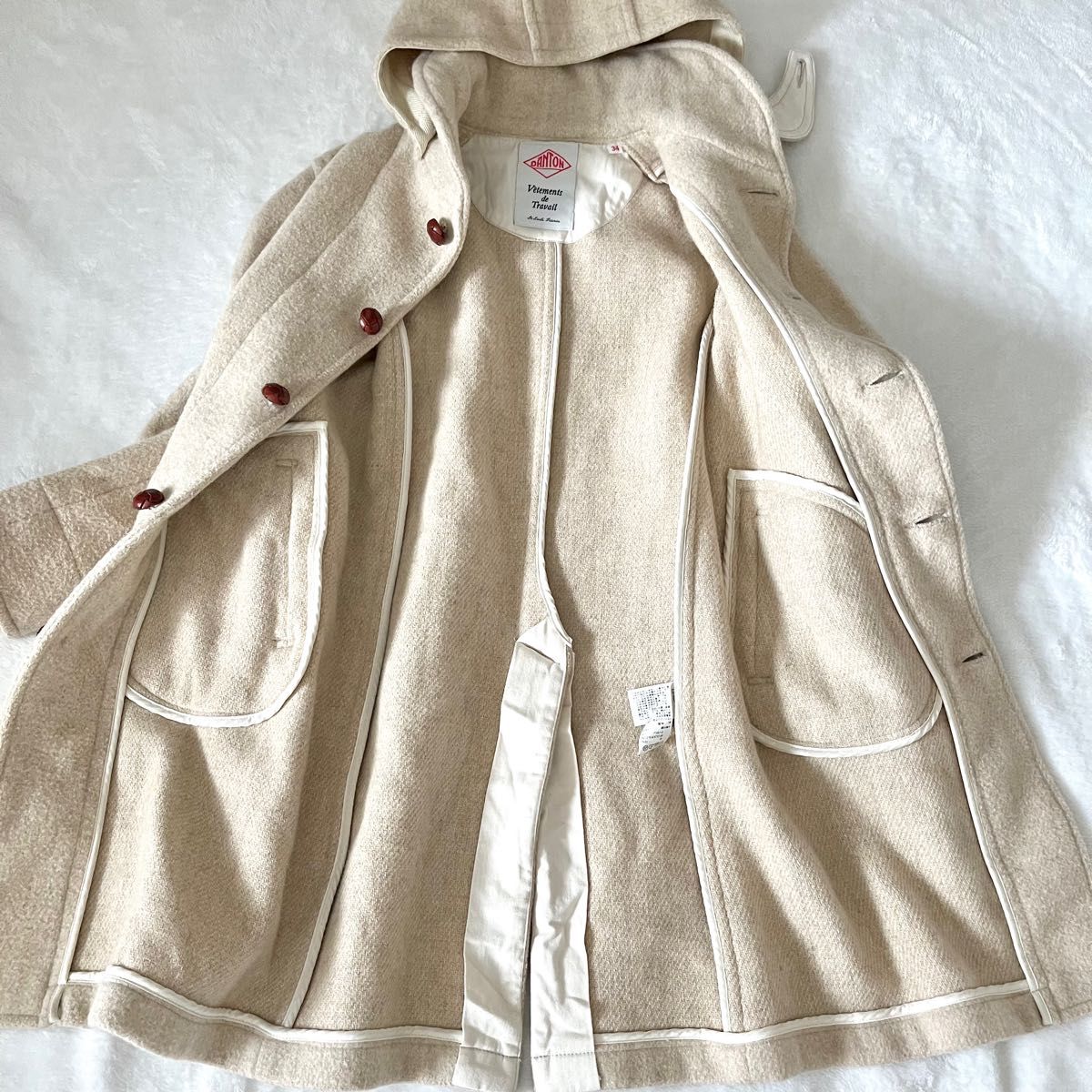 DANTON ダントン ウールモッサ ロングコート アイボリー フード