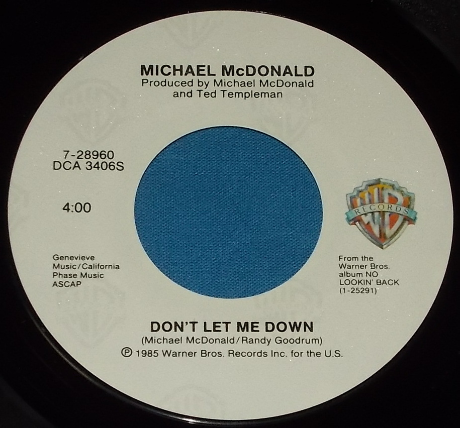☆7inch EP★US盤●MICHAEL McDONALD/マイケル・マクドナルド「No Lookin' Back/ノー・ルッキン・バック」80s名曲!●_画像4