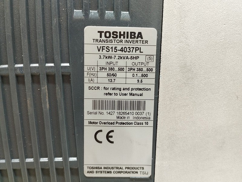 東芝 インバーター VF-S15 VFS15-4037PL 3PH-380/500V-3.7/4.0kW/5HP ジャンク1_画像9