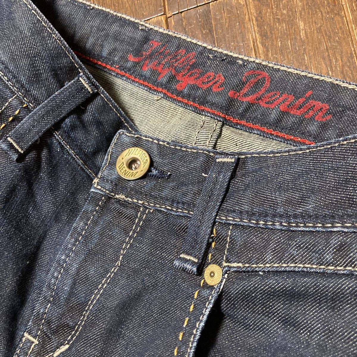 TOMY HILFIGER denimトミーボックススカート膝丈くらいXSステッチノンウォッシュタイトデニム膝丈スカートグレーに近いブルーの画像5