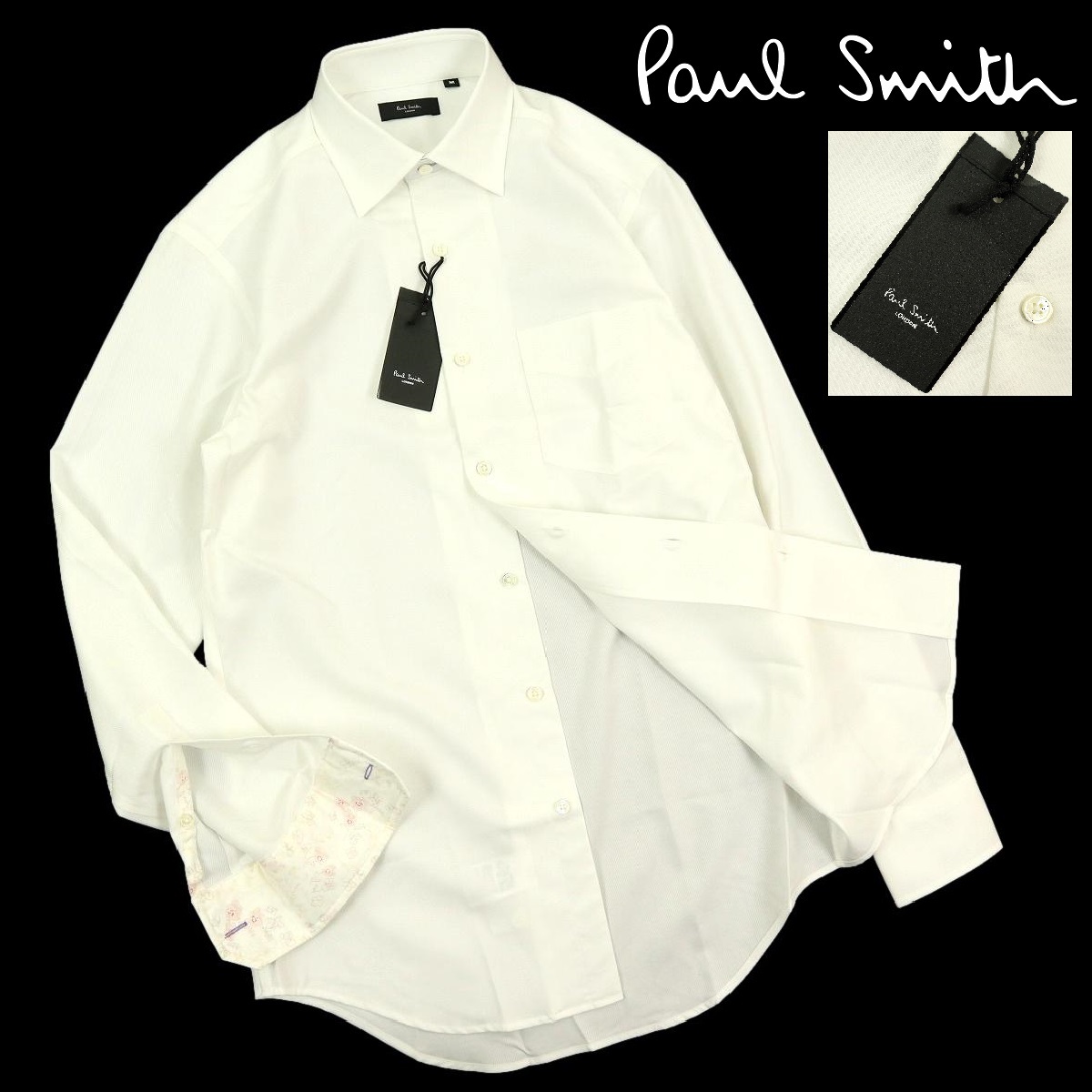 【B2481】【新品】【袖裏花柄】Paul Smith LONDON ポールスミスロンドン 長袖シャツ ドレスシャツ ワイシャツ サイズM　_画像1