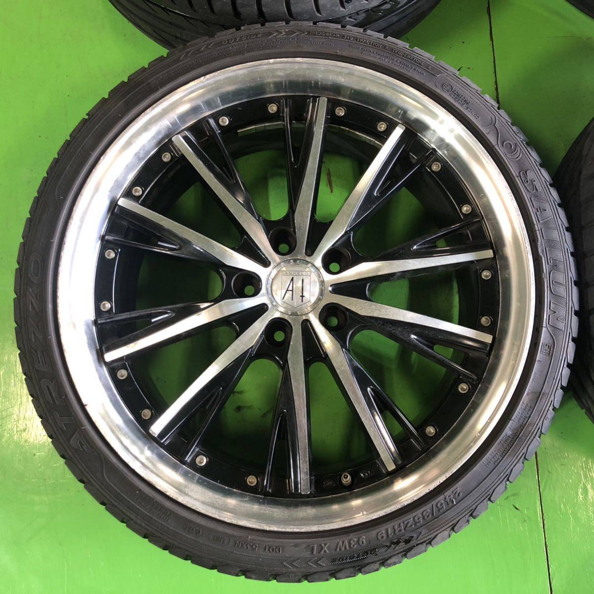 NT103 中古 ANHELO KLEITOS アネーロ クレイトス ホイール 19×8.5J +35 19×9.5J +45 PCD 114.3 タイヤ 245/35R19 4本【ソアラUZZ40】_画像3