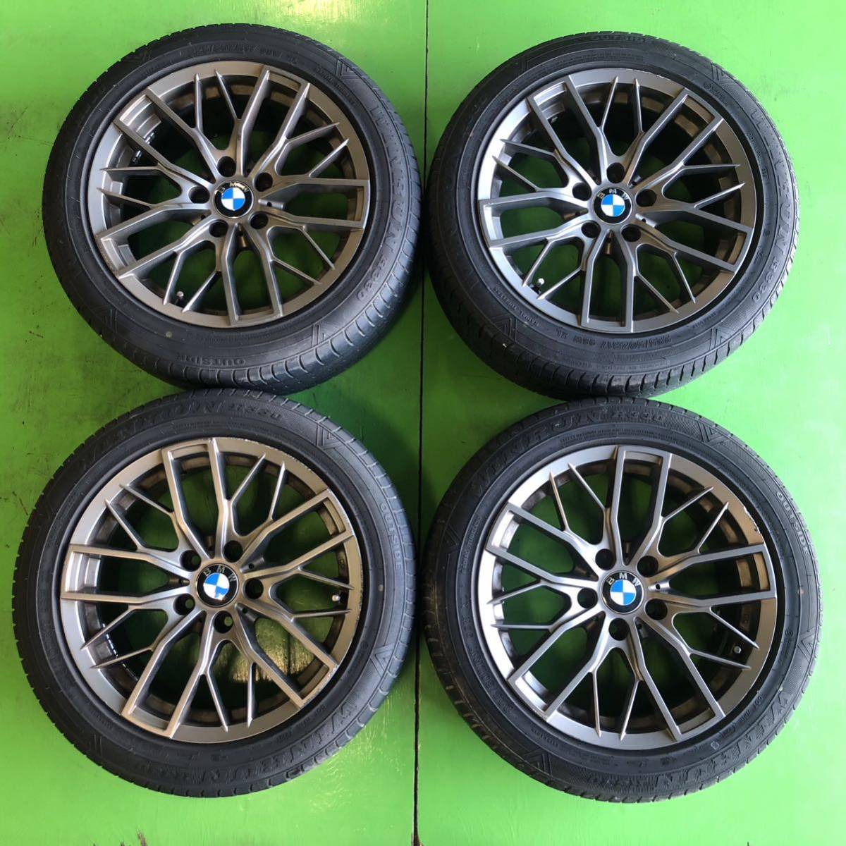 NT291 中古 BMW用 ホイール 17×8J +34 PCD 120 WINRUN R330 2021年製 タイヤ 225/50R17 4本 セット【BMW 3シリーズ】_画像1