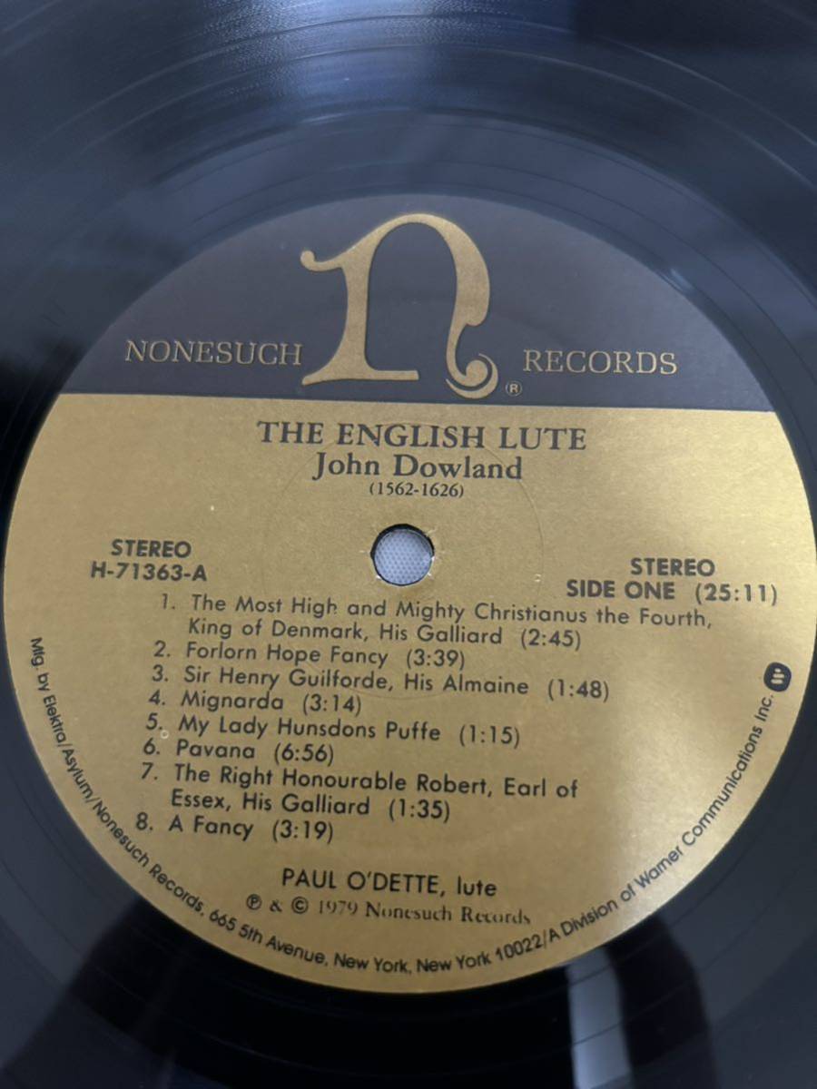 N608 LP レコード ポール・オデット PAUL O'DETTE/イギリス・リュート作品集/ダウランドとバードの作品から John Dowland/USプレス_画像4