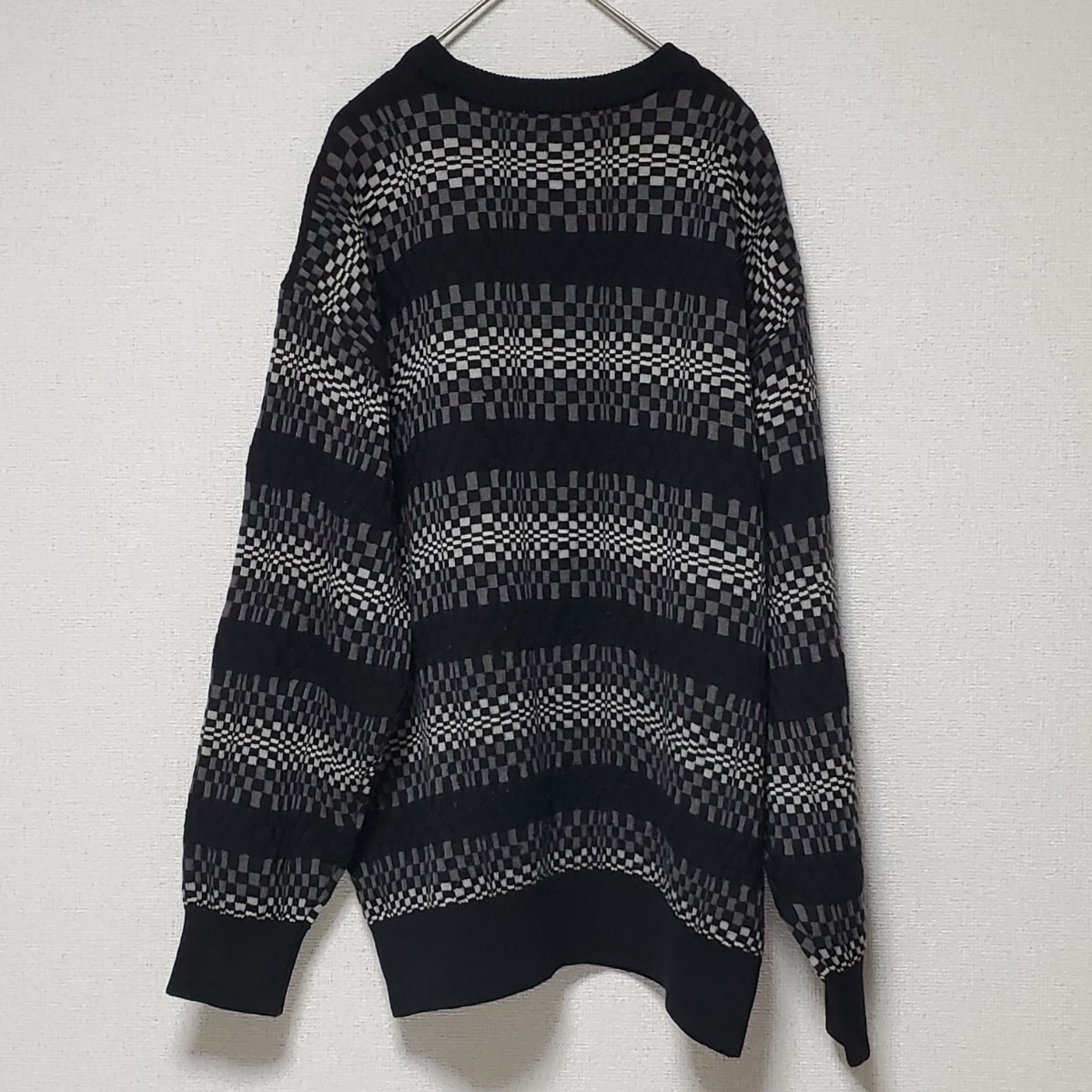 酒井メリヤス MERINO メンズ ブラック・グレー ニット セーター サイズL ユーズド品_画像2