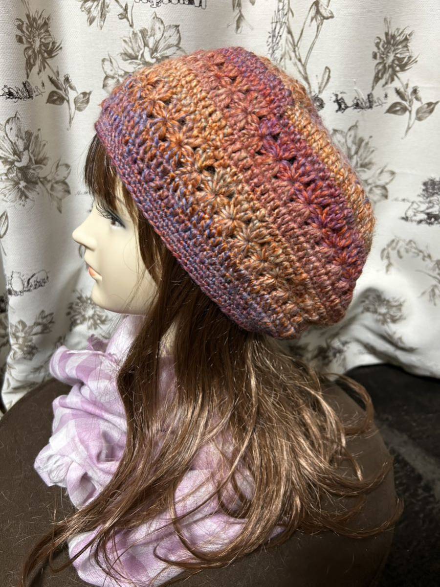  new goods * hand made *. flower pattern. beret (295)* crochet needle braided * hand-knitted * free shipping * hat * knitted 