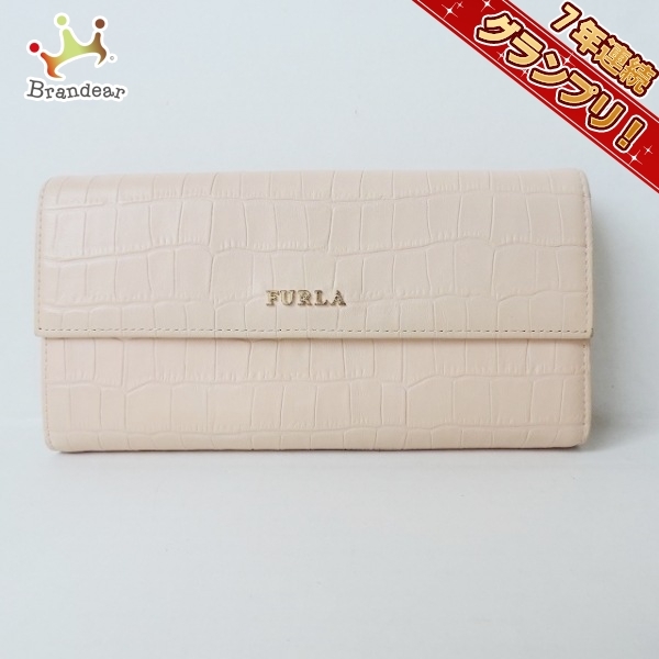 新品 】 フルラ FURLA 財布 型押し加工 ピンク レザー - 長財布 財布