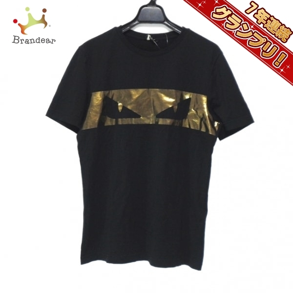 フェンディ FENDI 半袖Tシャツ サイズ46 - 黒×ゴールド モンスター トップス