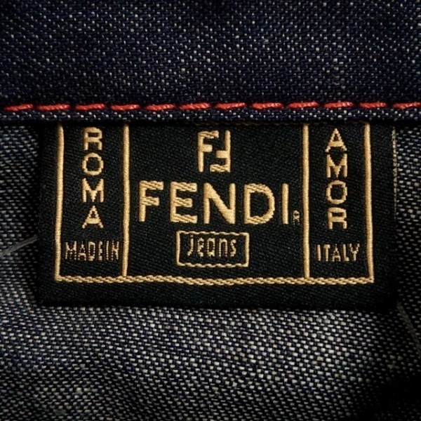 フェンディ FENDI jeans サイズ10(USA) L - ダークネイビー レディース レギュラーカラー/半袖/ロング/デニム ワンピース_画像3