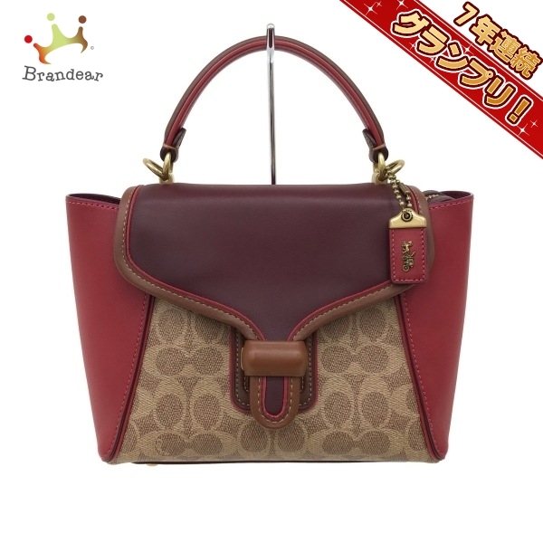 素晴らしい 美品【Coach】 本革ハンドバッグ ダブルハンドル ジップ