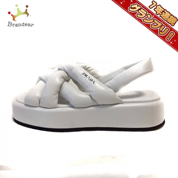 プラダ PRADA サンダル 35 - ナッパレザー 白 レディース プラットフォーム 美品 靴