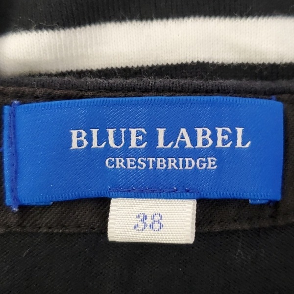 ブルーレーベルクレストブリッジ BLUE LABEL CRESTBRIDGE サイズ38 M - 黒×白 レディース クルーネック/半袖/ひざ丈/ボーダー ワンピース_画像3