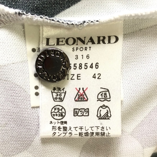 レオナールスポーツ LEONARD SPORT 半袖ポロシャツ サイズ42 L - 白×グレー×黒 レディース 花柄 トップス_画像5