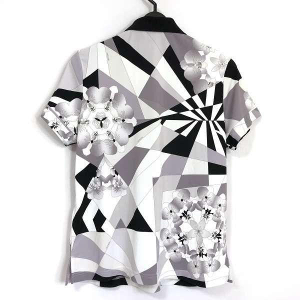 レオナールスポーツ LEONARD SPORT 半袖ポロシャツ サイズ42 L - 白×グレー×黒 レディース 花柄 トップス_画像2